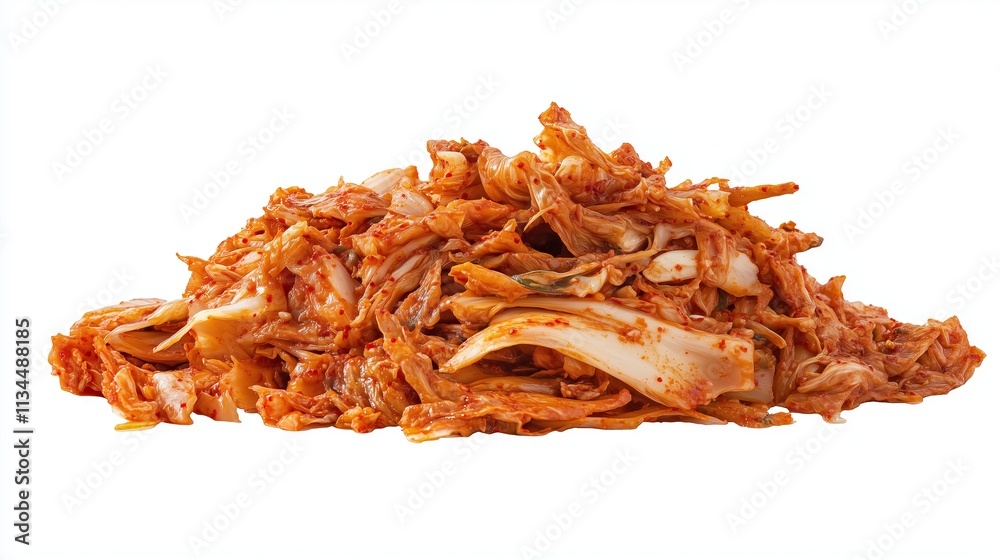 A delicious pile of traditional Korean kimchi, on white background A delicious pile of traditional Korean kimchi, on white background