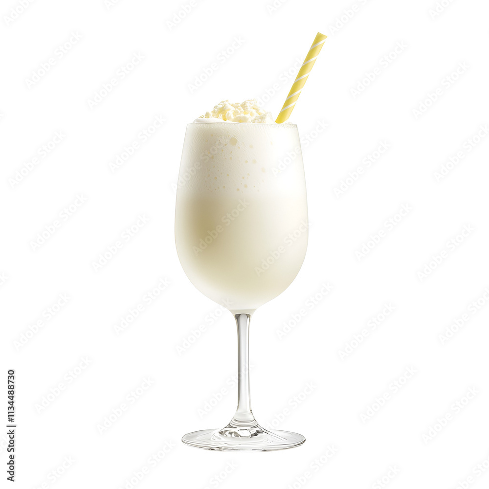 Creamy White Drink with Whipped Topping and Straw Creamy White Drink with Whipped Topping and Straw