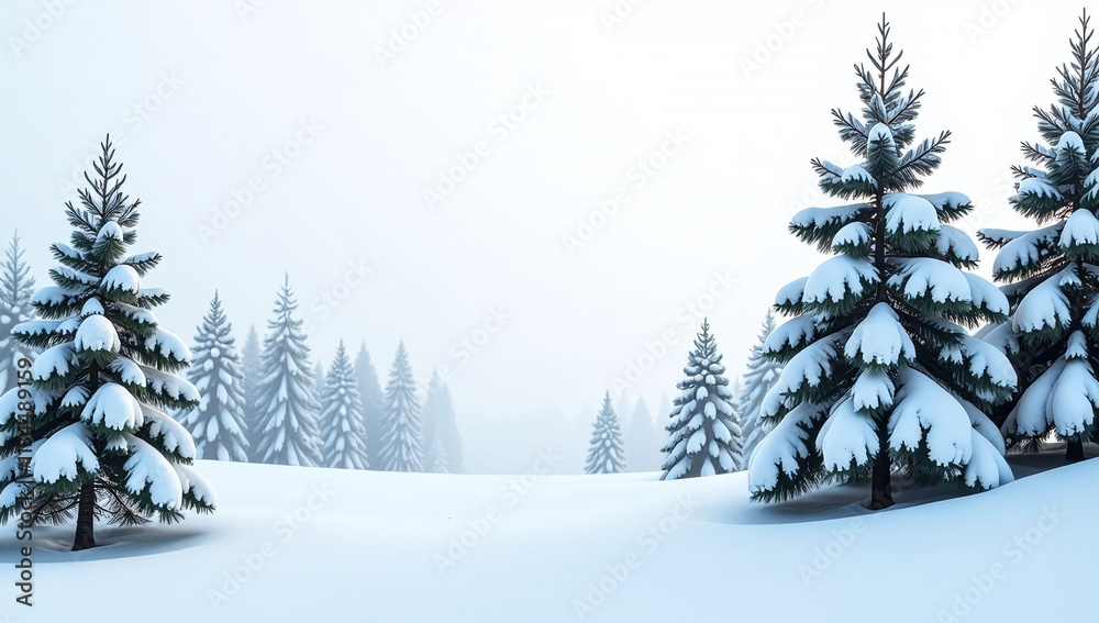 custom made wallpaper toronto digitalsnowy forest pine branches hoarfrost white snowy background use copy space