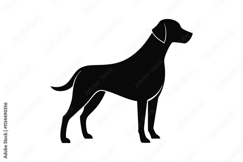 Minimalistic Labrador Retriever Silhouette Standing Alert with Wagging Tail