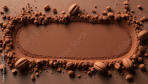textured natural cocoa powder forms visual background ample space content display