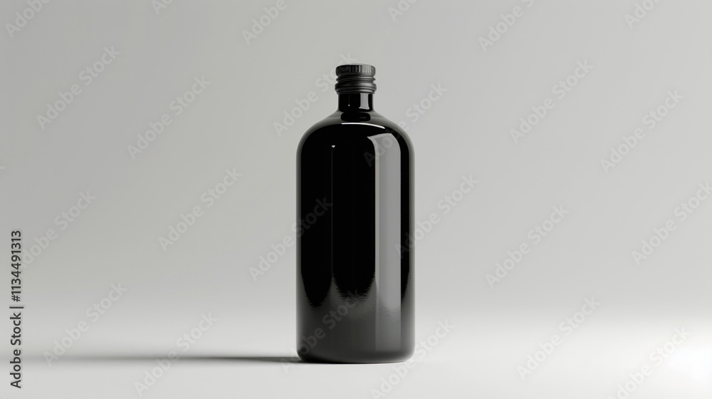 Modern bottle with cap, glossy finish, against a clean background Modern bottle with cap, glossy finish, against a clean background