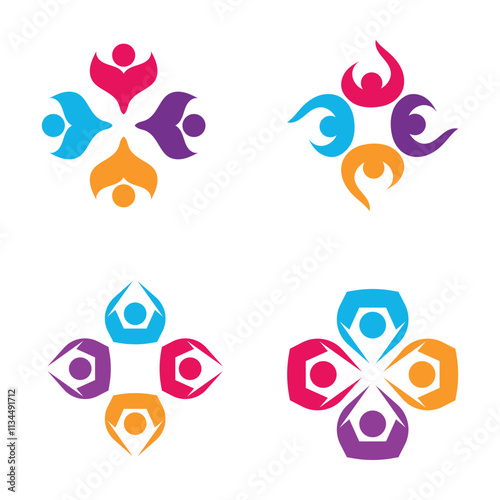 Colorful community group team People Logo Design