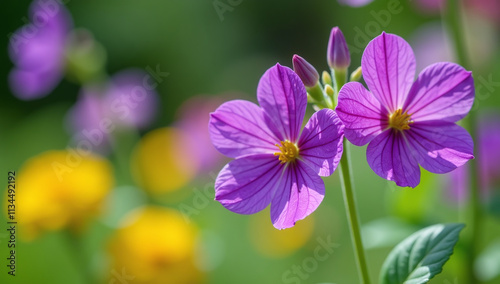 vibrant purple flowers bloom sturdy hempstring plant support garden surroundings