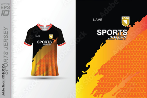 Modern ready-to-print jersey design with dynamic lines and vibrant colors. Perfect for football, basketball, cycling, or sportswear. High-quality, customizable vector file for instant printing.
