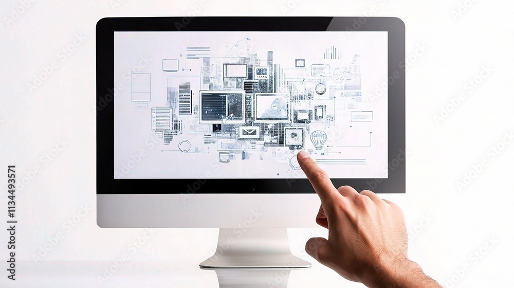 Modern Business Strategy Concept Displayed on Computer Screen Modern Business Strategy Concept Displayed on Computer Screen