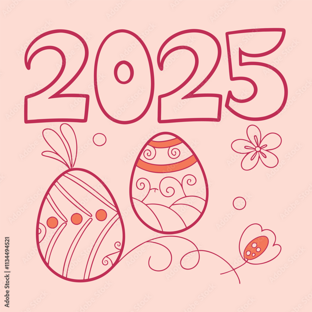 Easter Eggs 2025 with Ornamental Pattern Vector Illustration Art Easter Eggs 2025 with Ornamental Pattern Vector Illustration Art