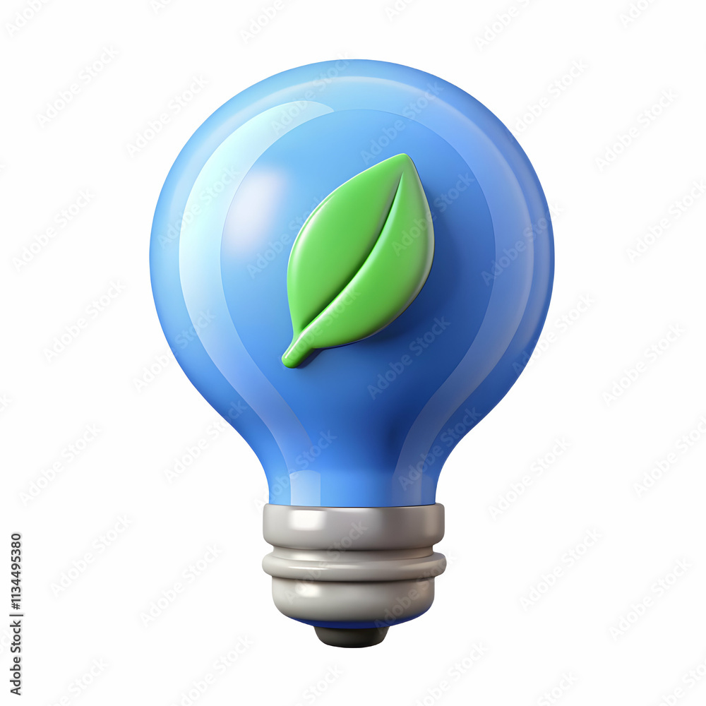 Blue Background with Eco Lightbulb Icon for Energy Efficiency Concept and Sustainability with Ample Copy Space in Stock Photo Blue Background with Eco Lightbulb Icon for Energy Efficiency Concept and Sustainability with Ample Copy Space in Stock Photo