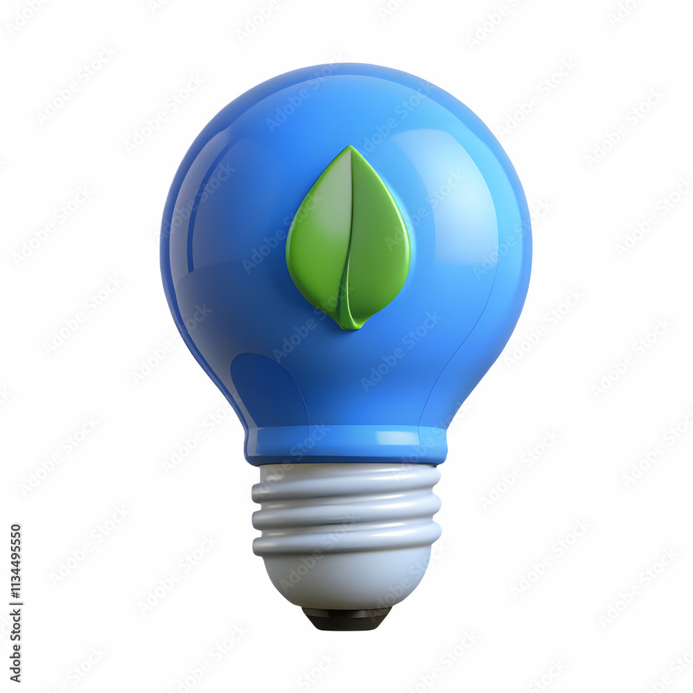 Eco Lightbulb Icon on Blue Background Symbolizing Energy Efficiency and Sustainability - Ample Copy Space Available Eco Lightbulb Icon on Blue Background Symbolizing Energy Efficiency and Sustainability - Ample Copy Space Available