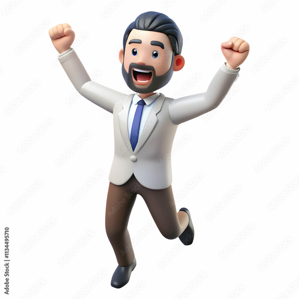 Entrepreneur Celebrating Success After Achieving Business Targets with Clear Branding Space