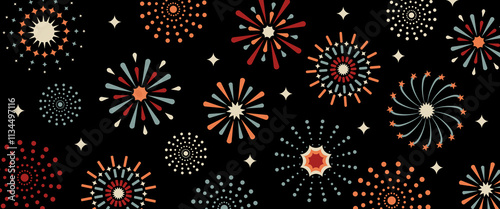 Vektorgrafik mit einem bunten Feuerwerk.