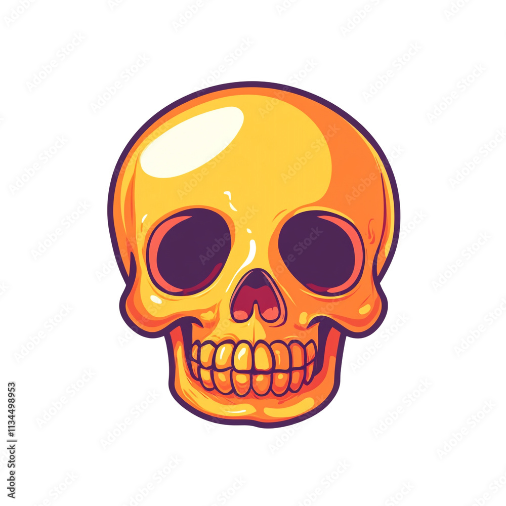 Fototapeta premium Vibrant Golden Skull: A Digital Illustration
