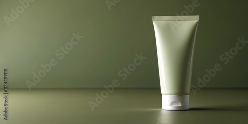 Blank facewash cream and gel cosmetic cream tube mockup on deep olive background PSD file download, facewash, cream, gel, cosmetic