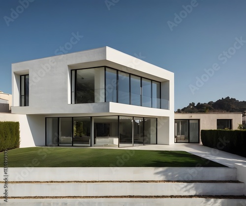 3D rendering of a large modern contemporary house architecture design