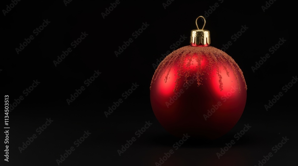 Shiny Red Christmas Bauble with Golden Cap Shiny Red Christmas Bauble with Golden Cap