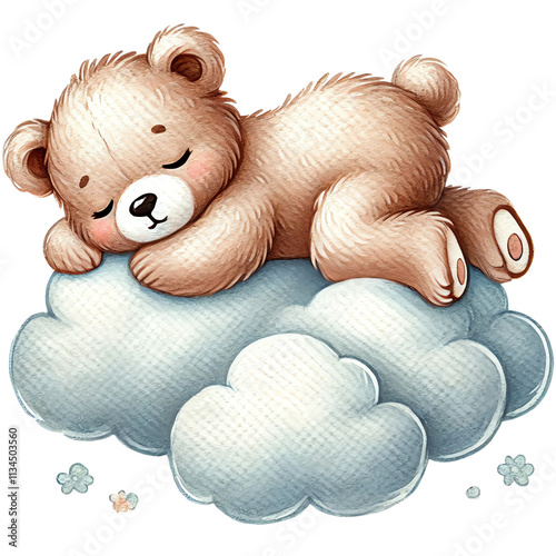Wallpaper Mural Adorable teddy bear resting on a fluffy cloud. Torontodigital.ca