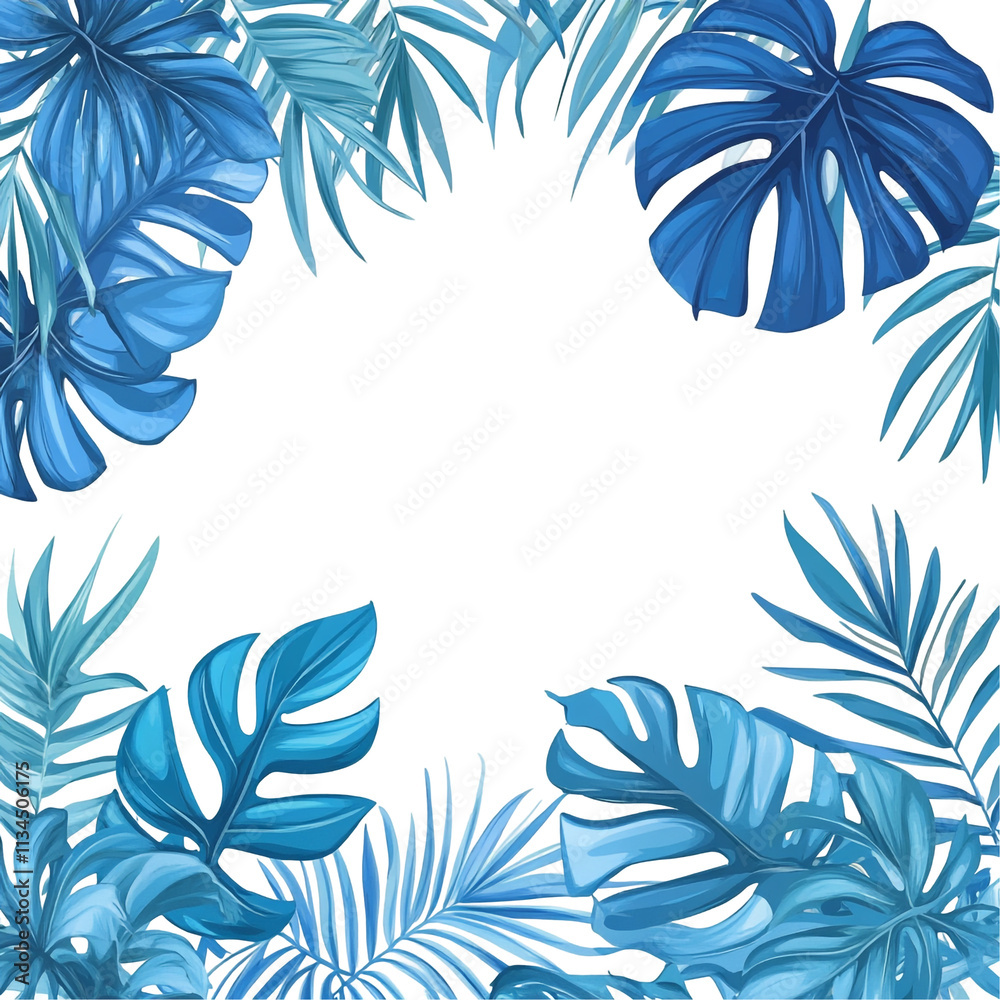 Tropical Blue Paradise: A Stunning Frame of Lush, Vibrant Leaves Tropical Blue Paradise: A Stunning Frame of Lush, Vibrant Leaves