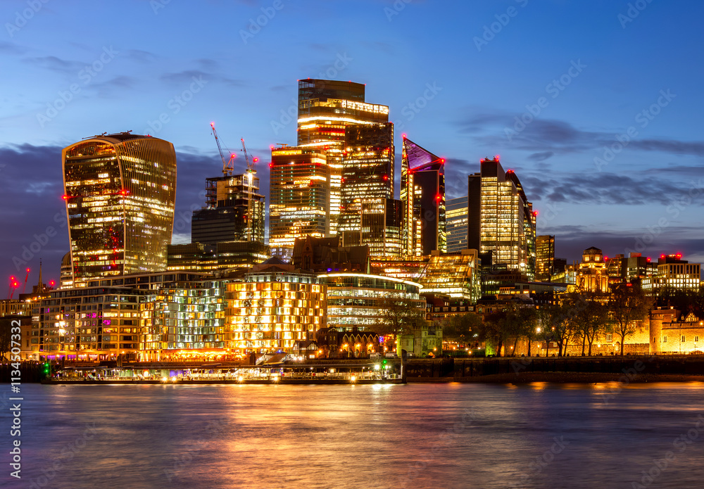 Naklejka premium City of London skyscrapers at sunset, UK