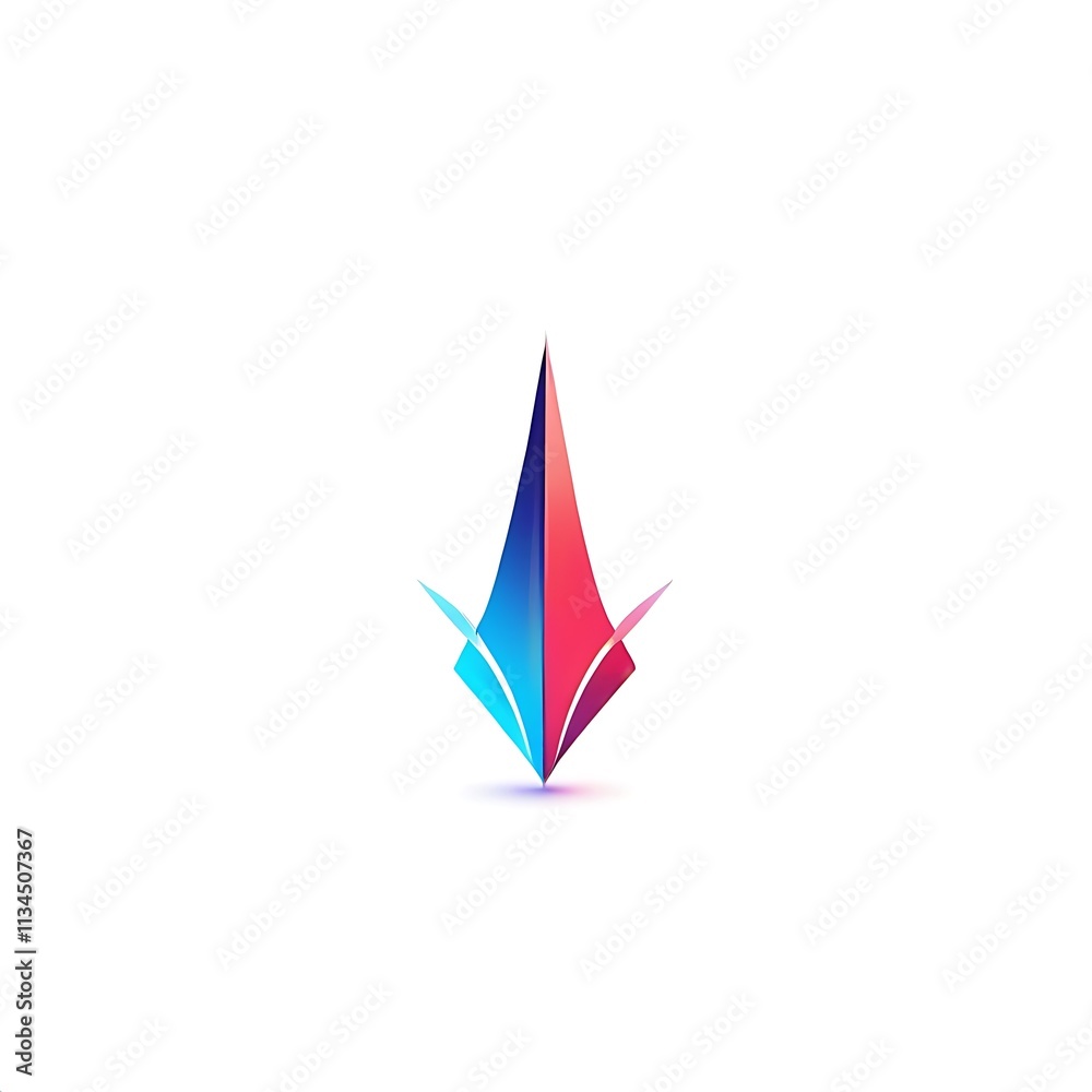Abstract Arrow Logo: A modern and abstract logo design featuring a vibrant arrow pointing upwards, symbolizing progress, direction, and ambition.
