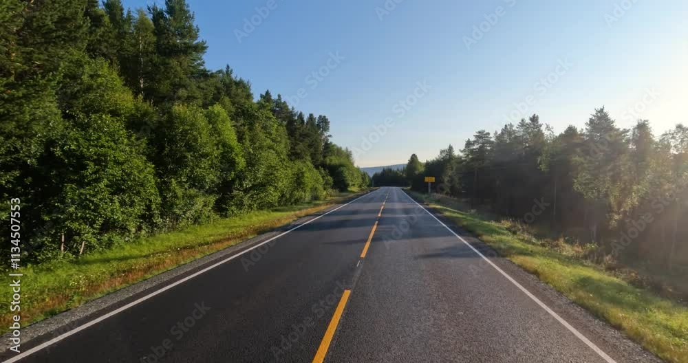 Vehicle point-of-view Driving a Car on a Road in Norway Vehicle point-of-view Driving a Car on a Road in Norway