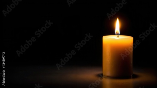 Candle glowing in the dark isolated on black background, candle, glowing, dark, isolated, light, flame, wax, decoration