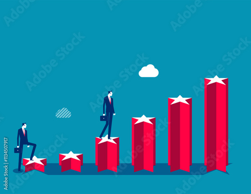 Business staircase with steps. Business rank vector flat style