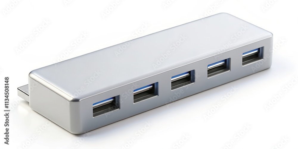 render of a multi-port USB hub, technology, connectivity, gadget, USB, ports, electronic, computer, accessory, device render of a multi-port USB hub, technology, connectivity, gadget, USB, ports, electronic, computer, accessory, device