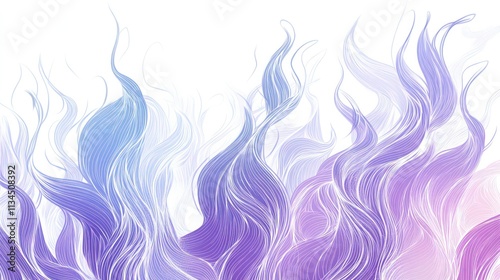 A digital depiction of purple and blue flames on a white background, drawn with thin, precise white lines that give the impression of flowing, hand-painted brushstrokes. 