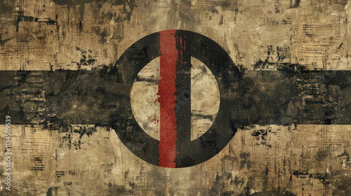 Vintage grunge logo with faded colors, on textured paper