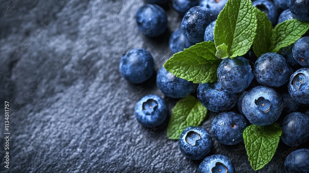 Arctic-inspired dessert: chia pudding topped with wild blueberries and mint Arctic-inspired dessert: chia pudding topped with wild blueberries and mint