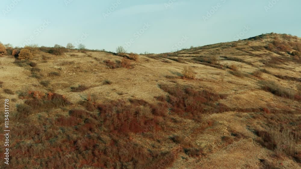 Aerial view of hills in the countryside in pale winter Aerial view of hills in the countryside in pale winter