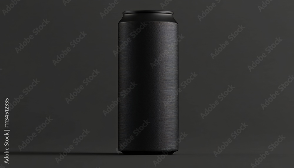 Matte Black Aluminum Soda or Energy Drink Can Mockup on a Clean Background, 3D Rendering Matte Black Aluminum Soda or Energy Drink Can Mockup on a Clean Background, 3D Rendering