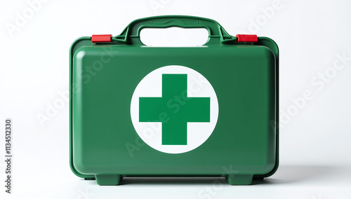 green cross logo white background shown first aid kit image taken