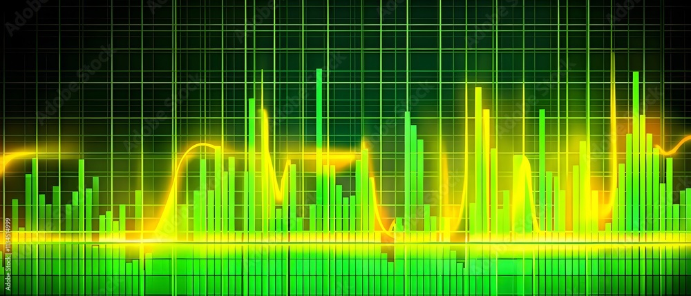 glowing digital waveforms fluctuating in sync with a pulsating grid background, representing the heartbeat of artificial intelligence glowing digital waveforms fluctuating in sync with a pulsating grid background, representing the heartbeat of artificial intelligence