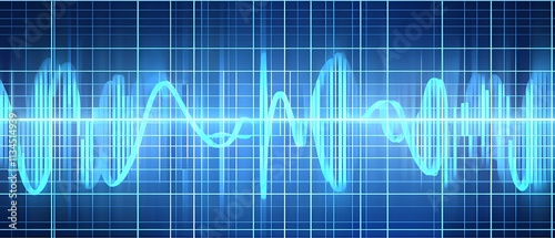 glowing digital waveforms fluctuating in sync with a pulsating grid background, representing the heartbeat of artificial intelligence