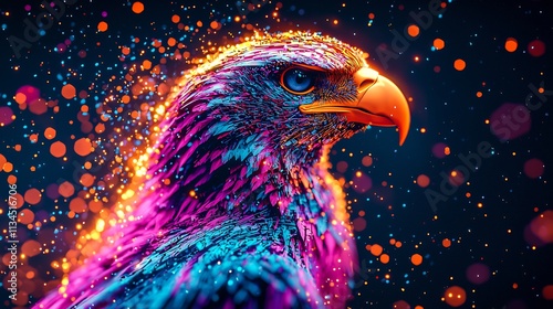 Fiery Majestic Eagle Soaring Through Cosmic Blaze of Vibrant Energy and Light