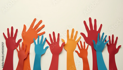 realistic paper cut illustrations hands promote community help diversity volunteers various causes unique aesthetic