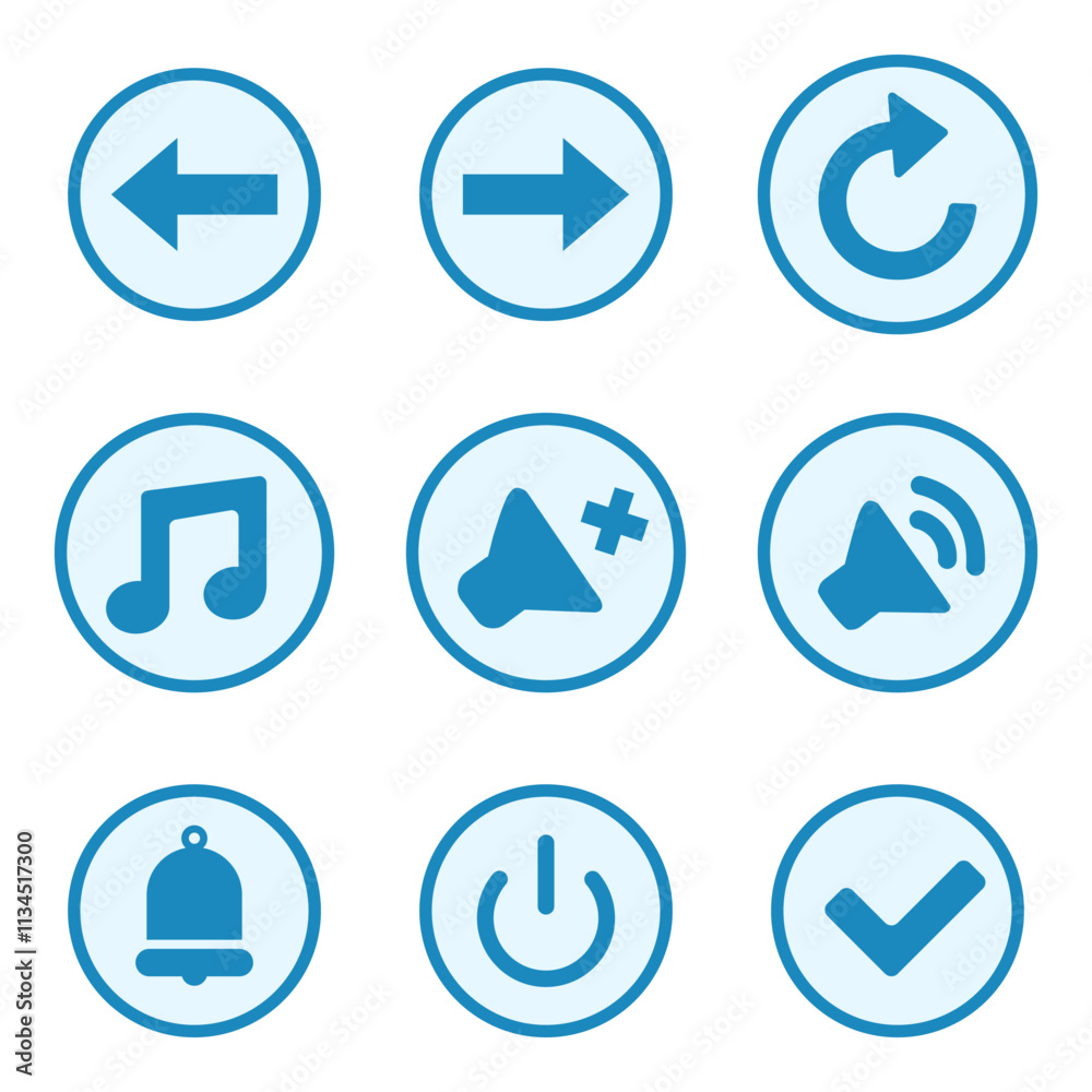Turquoise Circle Buttons for Mobile App. Turquoise Circle Buttons for Mobile App.