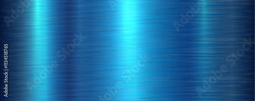 Blue brushed metal texture background, shiny lustrous metallic 3d background.