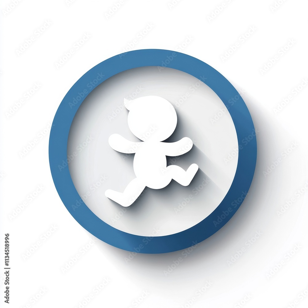 Minimalist Illustration of a Child Running in a Circular Frame with Soft Shadows, Perfect for Designs Related to Childhood, Playfulness, and Family Themes Minimalist Illustration of a Child Running in a Circular Frame with Soft Shadows, Perfect for Designs Related to Childhood, Playfulness, and Family Themes