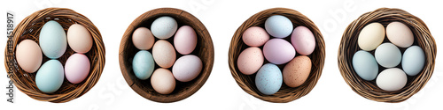 Wallpaper Mural Colorful eggs in rustic wooden nests. transparent background Torontodigital.ca