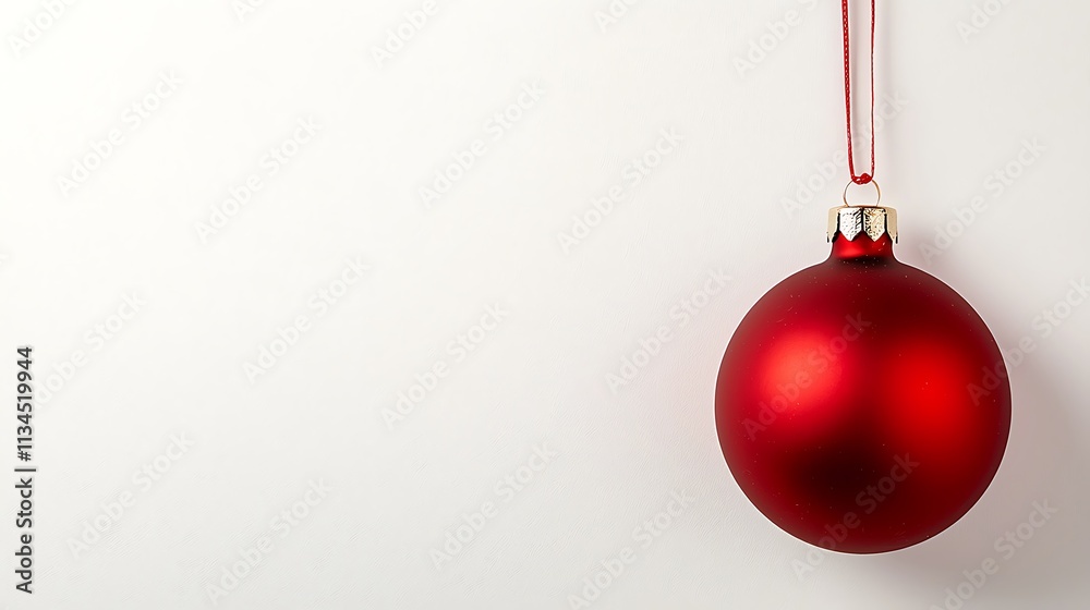 A shiny red Christmas ornament hangs against a clean white background, evoking holiday spirit and decoration. A shiny red Christmas ornament hangs against a clean white background, evoking holiday spirit and decoration.