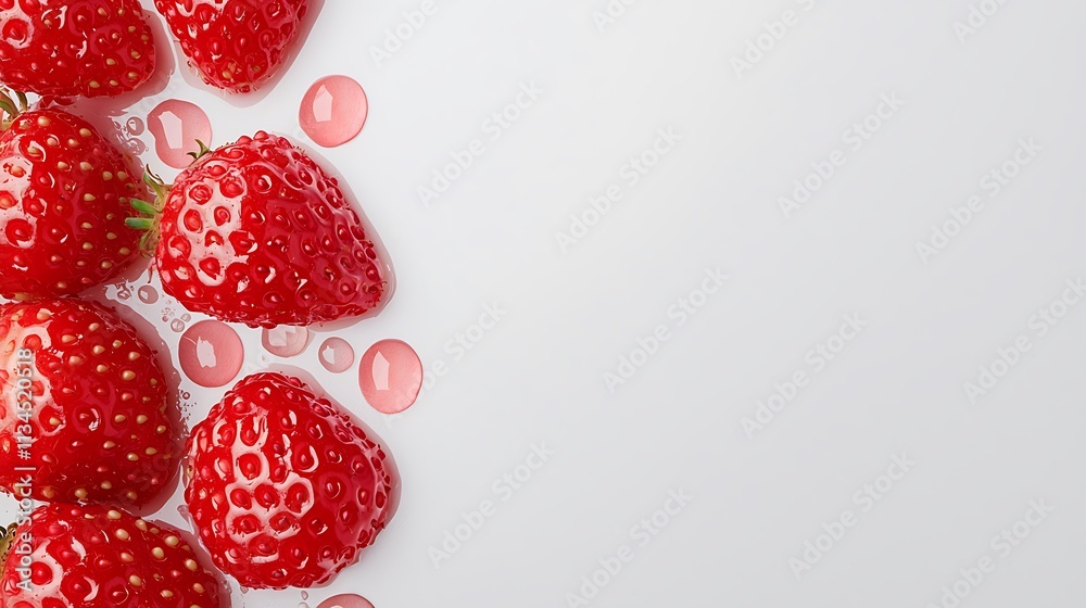 Fresh, vibrant strawberries with droplets of water on a clean white background, evoking a sense of freshness and health. Fresh, vibrant strawberries with droplets of water on a clean white background, evoking a sense of freshness and health.