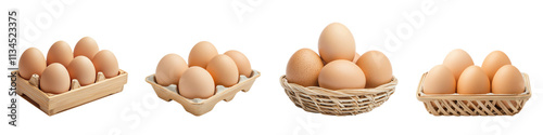 Wallpaper Mural Fresh eggs in different woven baskets. transparent background Torontodigital.ca