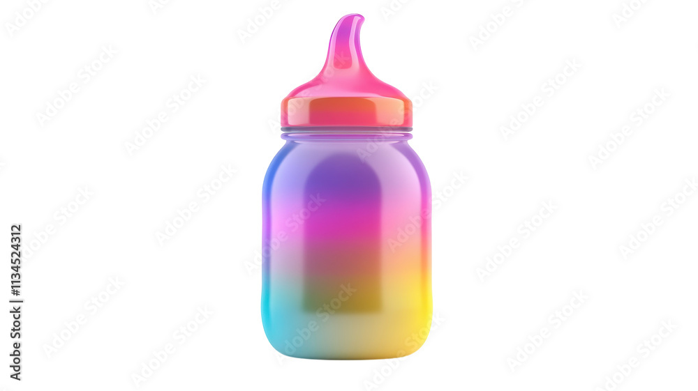 Colorful gradient sippy cup with pink lid, ideal for toddlers, displayed against a transparent background. Colorful gradient sippy cup with pink lid, ideal for toddlers, displayed against a transparent background.