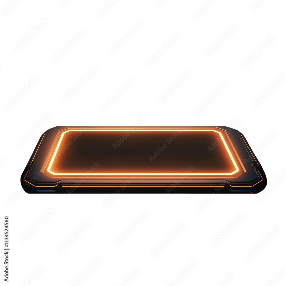 Futuristic glowing surface with orange lights. transparent background Futuristic glowing surface with orange lights. transparent background