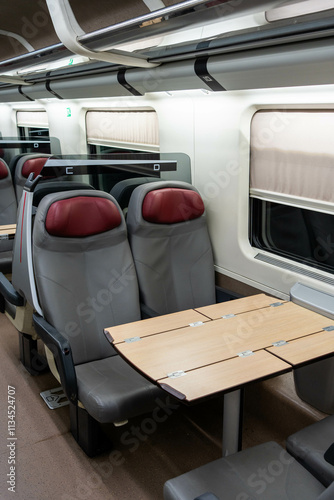 The empty seats of a passenger train