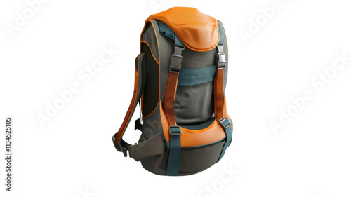 Durable hiking backpack with vibrant orange and gray design, ideal for outdoor adventures and trekking in nature. photo