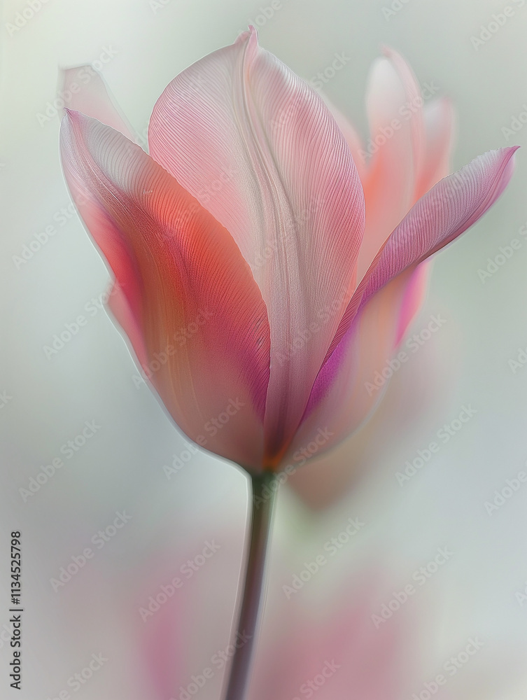 Beautiful close-up of single pink flower with delicate soft petals in natural bloom Beautiful close-up of single pink flower with delicate soft petals in natural bloom