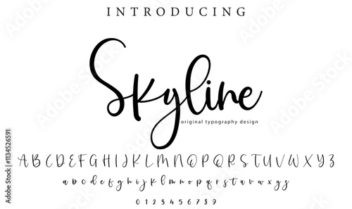 Skyline Font Stylish brush painted an uppercase vector letters, alphabet, typeface